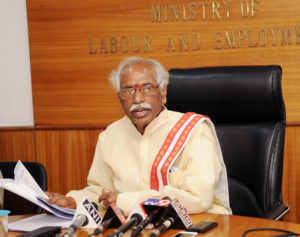 The Minister of State for Labour and Employment (Independent Charge), Shri Bandaru Dattatreya addressing a press conference about the G-20 Labour and Employment Ministerial Meeting held at China, in New Delhi on July 14, 2016.