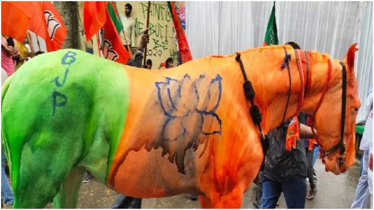 ज्योतिरादित्य सिंधिया की यात्रा के लिए BJP के झंडे के रंग में रंगा गया घोड़ा, NGO की शिकायत पर अब मालिक को ढूंढ रही पुलिस